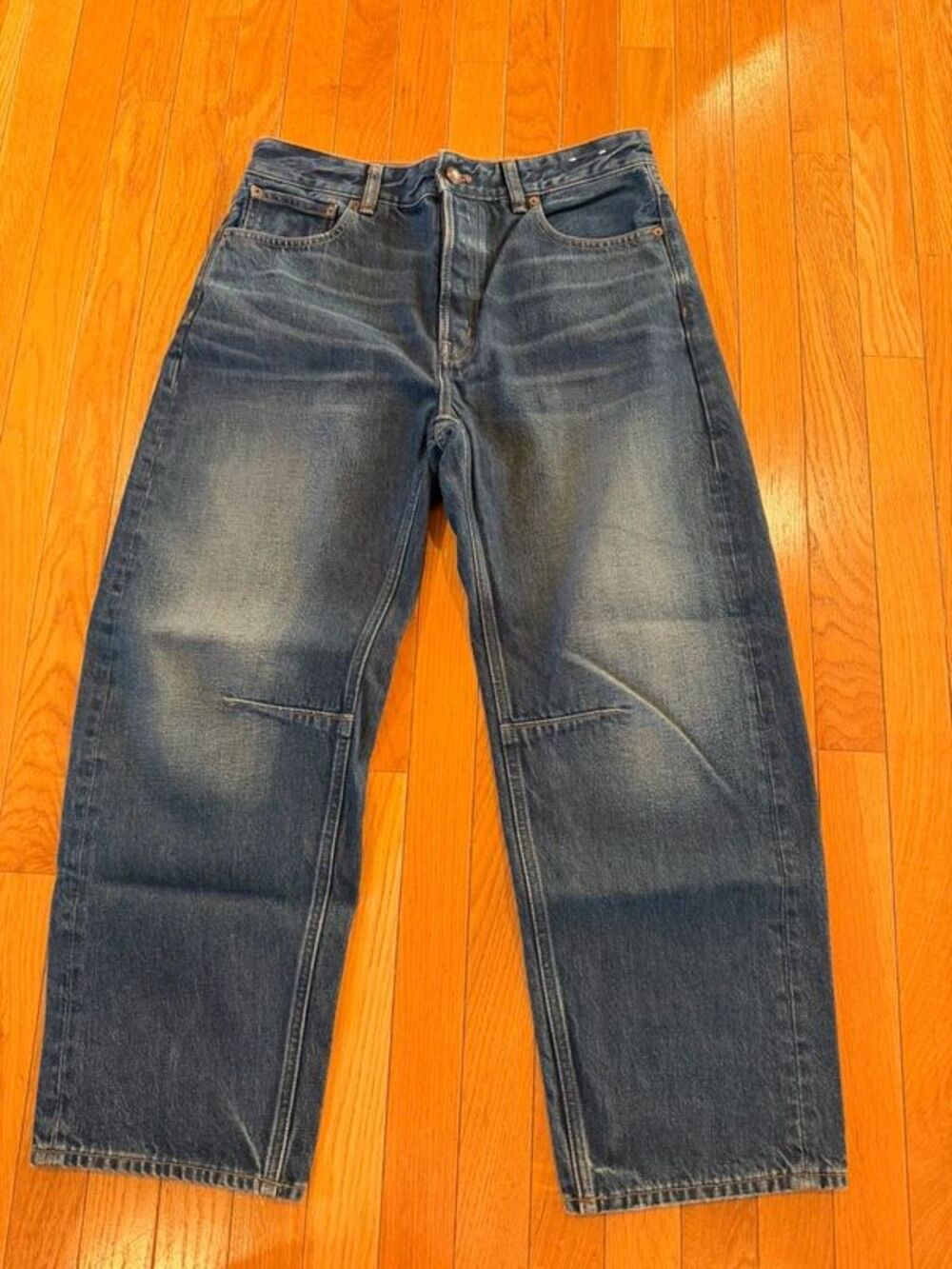 Madewell the Darted Barrel Leg Faded Blue Denim Jeans Sz 28